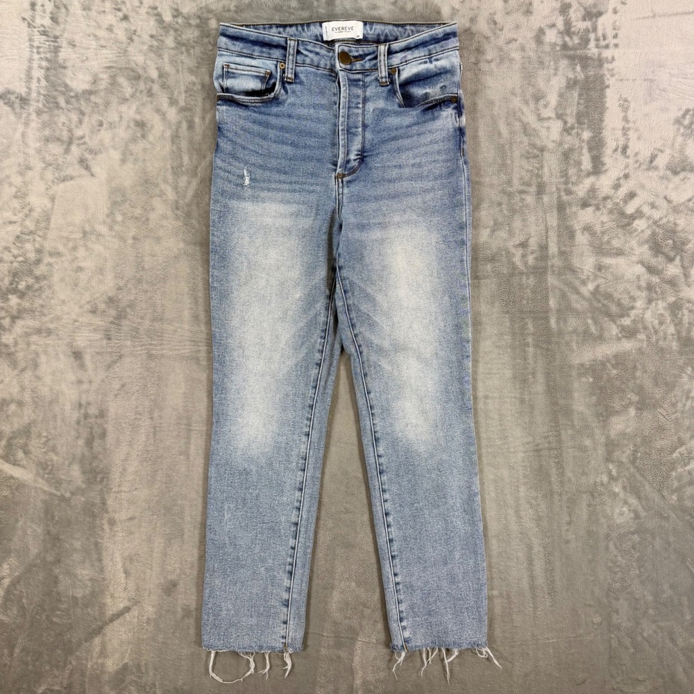 Evereve The Ever Straight‎ High Rise Jeans Women's Size 26 Light Blue Button Fly